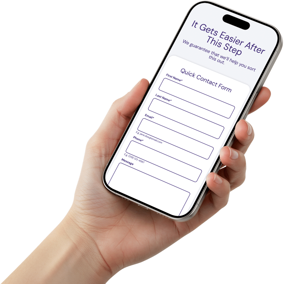 Spergel contact form on a mobile device